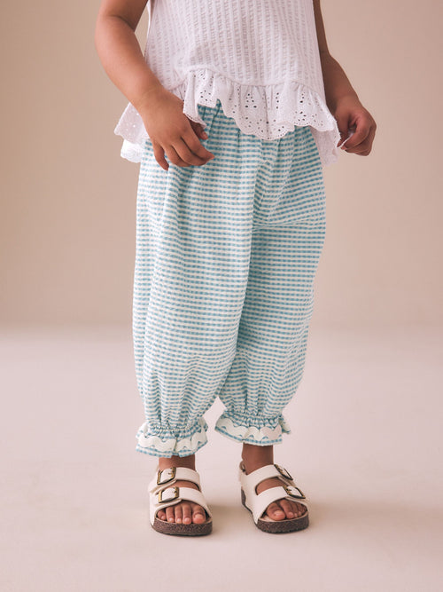 Blue/Ecru Gingham Bloomer Pullon Trousers (3mths-7yrs) image 1