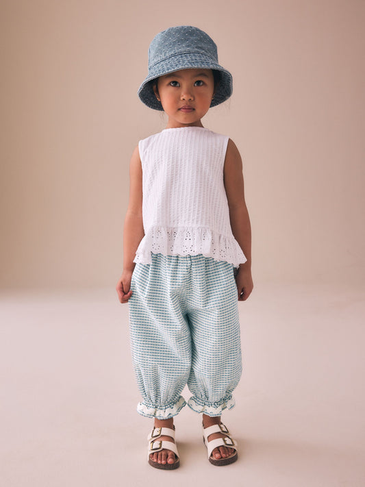 Blue/Ecru Gingham Bloomer Pullon Trousers (3mths-7yrs) image 2