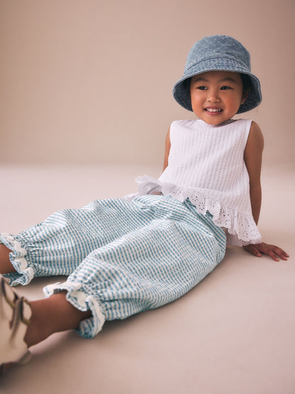 Blue/Ecru Gingham Bloomer Pullon Trousers (3mths-7yrs) image 3