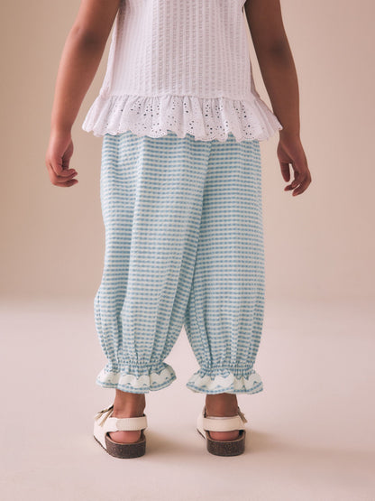 Blue/Ecru Gingham Bloomer Pullon Trousers (3mths-7yrs) image 4