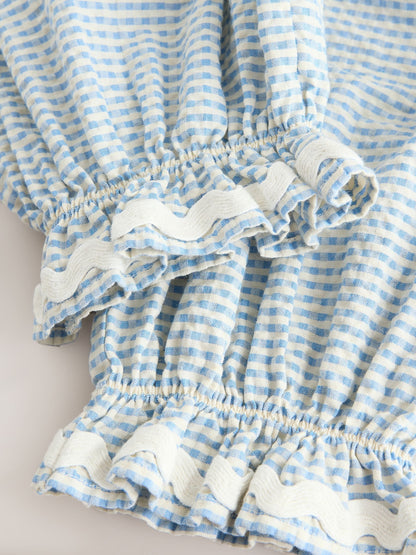Blue/Ecru Gingham Bloomer Pullon Trousers (3mths-7yrs) image 8