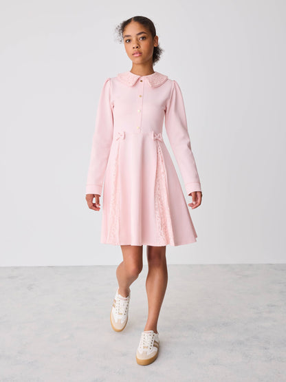 Dsiney Kidz - Baker by Ted Baker Pink Lace Collar Pleated Ponte Dress image 1