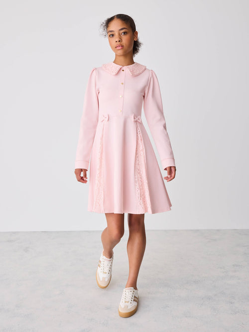 Dsiney Kidz - Baker by Ted Baker Pink Lace Collar Pleated Ponte Dress image 1
