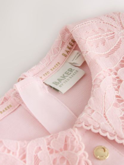 Dsiney Kidz - Baker by Ted Baker Pink Lace Collar Pleated Ponte Dress image 10