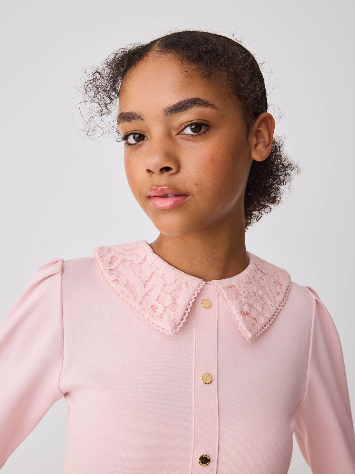 Dsiney Kidz - Baker by Ted Baker Pink Lace Collar Pleated Ponte Dress image 3