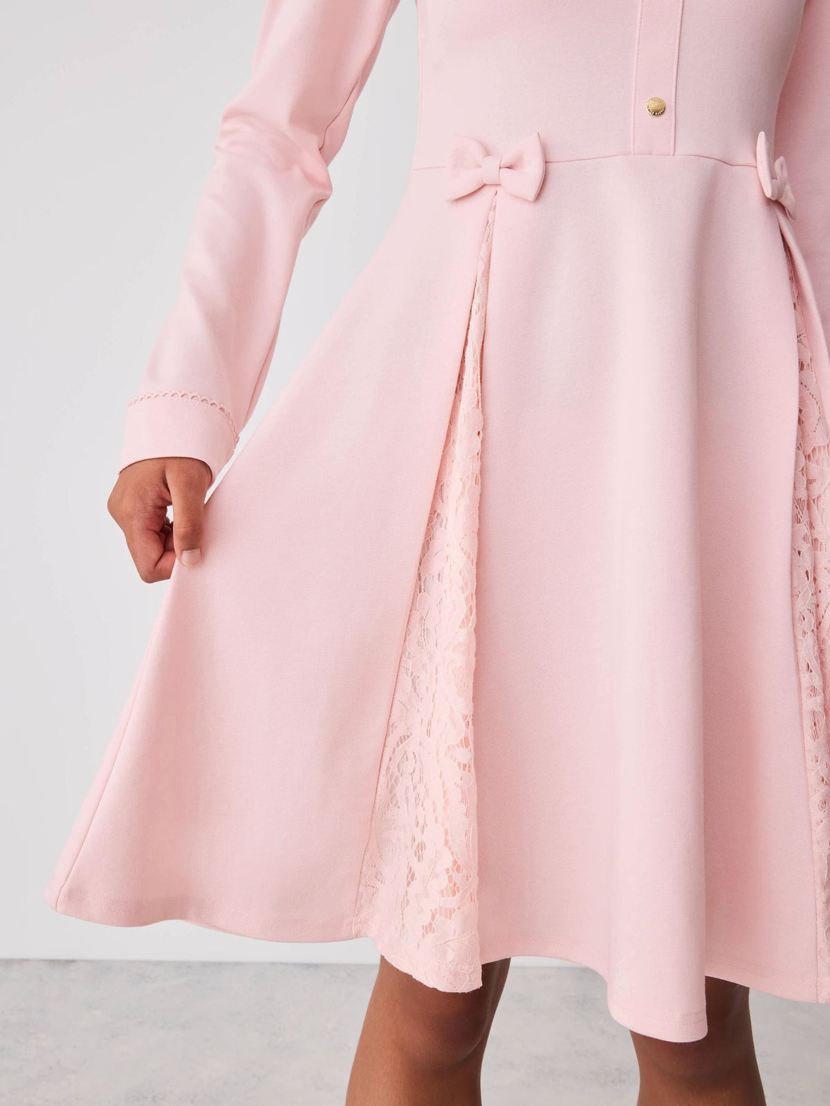 Dsiney Kidz - Baker by Ted Baker Pink Lace Collar Pleated Ponte Dress image 4