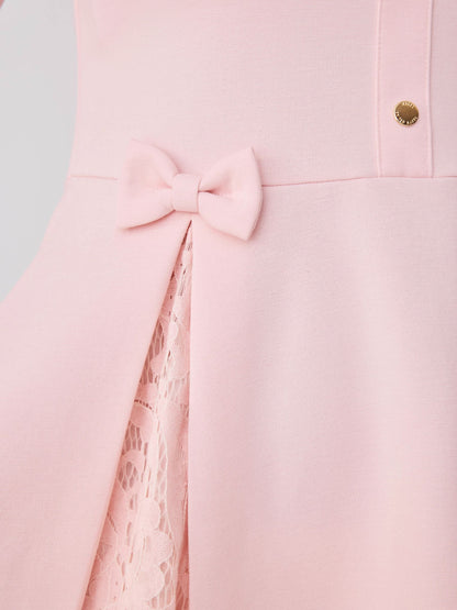 Dsiney Kidz - Baker by Ted Baker Pink Lace Collar Pleated Ponte Dress image 5