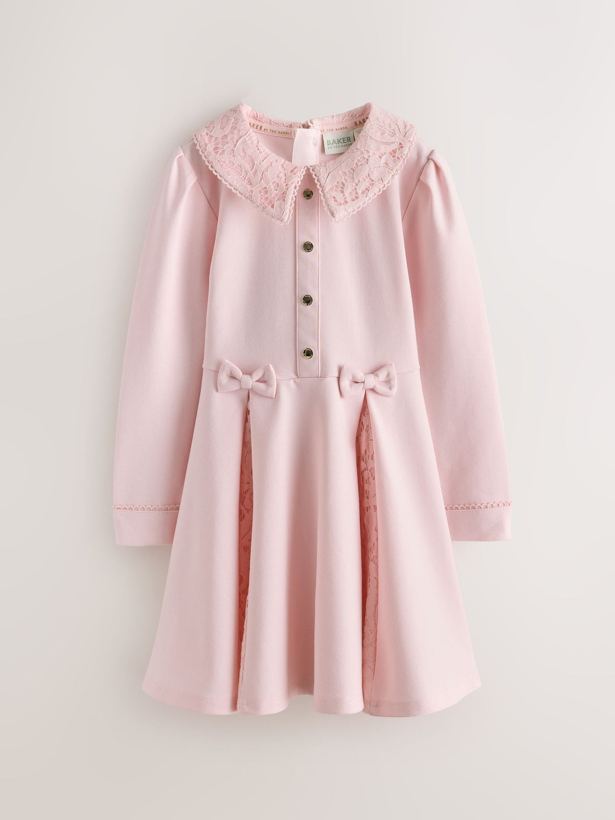 Dsiney Kidz - Baker by Ted Baker Pink Lace Collar Pleated Ponte Dress image 6