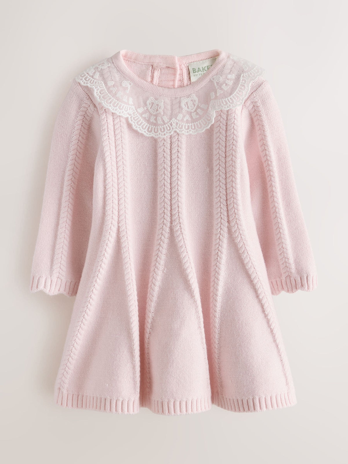 Dsiney Kidz - Baker by Ted Baker Pale Pink Organza Collar Knitted Dress with Tights image 2