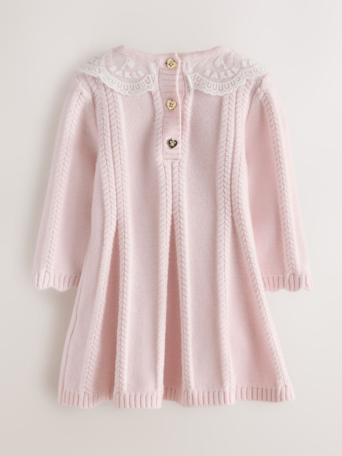Dsiney Kidz - Baker by Ted Baker Pale Pink Organza Collar Knitted Dress with Tights image 4