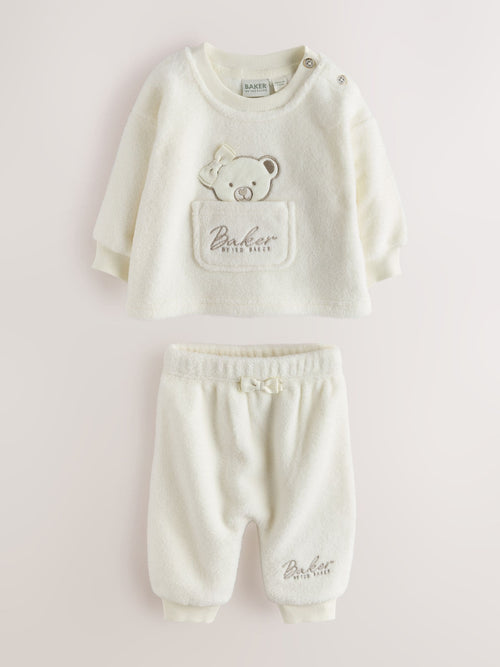 Dsiney Kidz - Baker by Ted Baker Cream 2 Piece Fleece Bear Graphic Top & Joggers Set image 1
