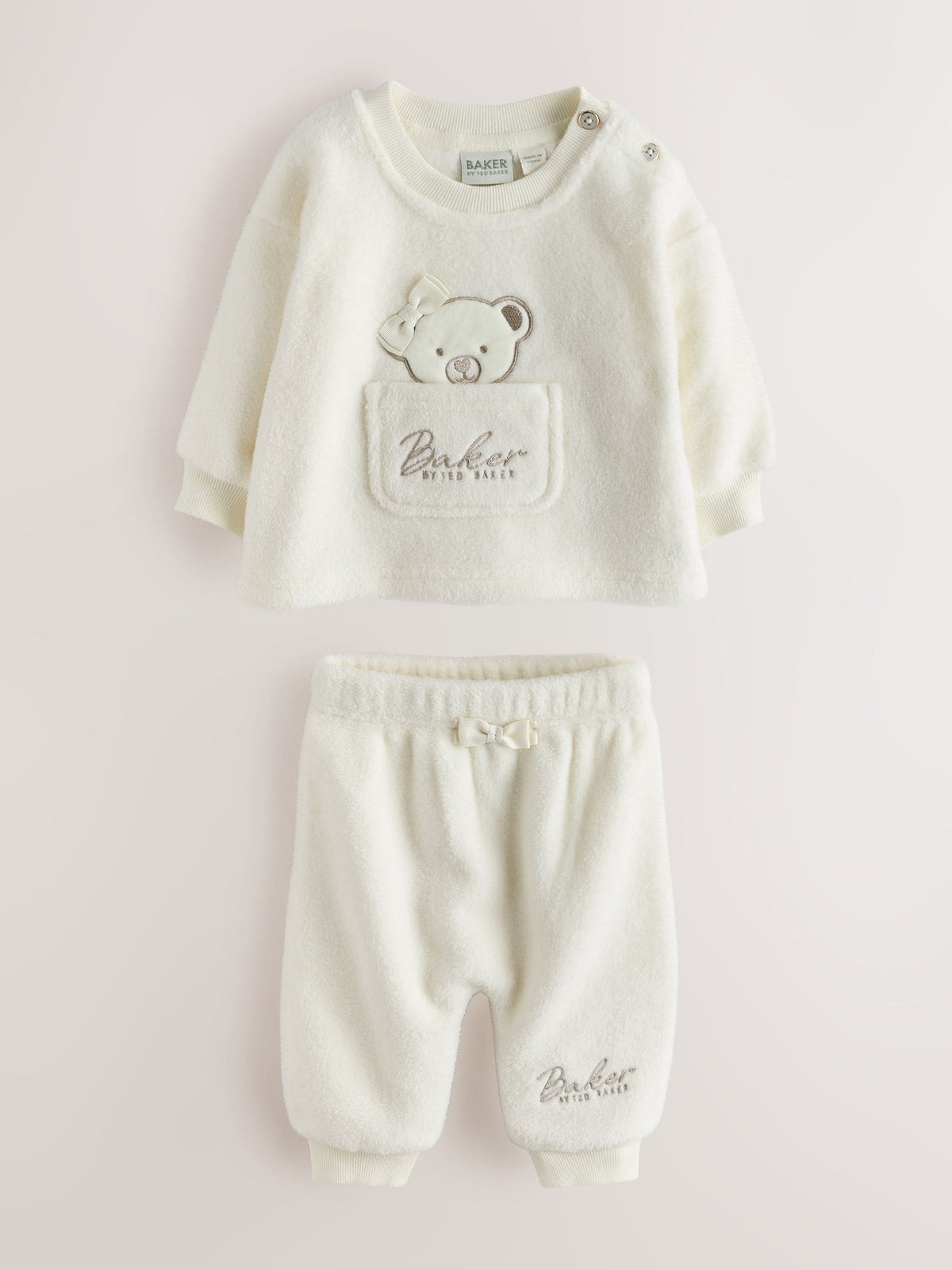 Dsiney Kidz - Baker by Ted Baker Cream 2 Piece Fleece Bear Graphic Top & Joggers Set image 1