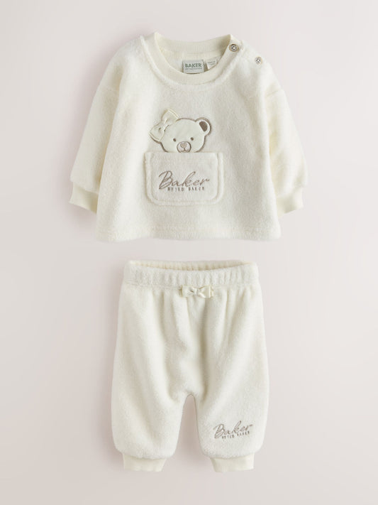 Dsiney Kidz - Baker by Ted Baker Cream 2 Piece Fleece Bear Graphic Top & Joggers Set image 1