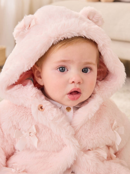Baker by Ted Baker Pink Faux Fur Bow Coat - image 3