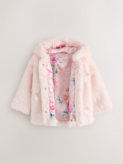 Baker by Ted Baker Pink Faux Fur Bow Coat - image 5