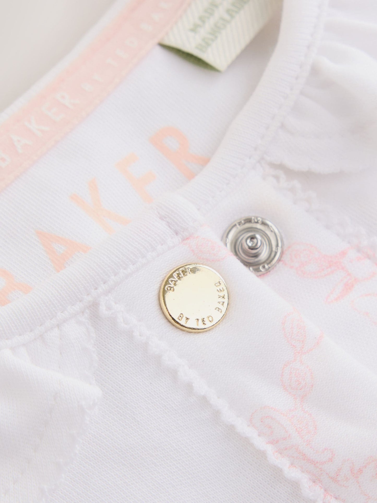Dsiney Kidz - Baker by Ted Baker White/Pink Peplum Frill Sleepsuit & Hat Set image 5