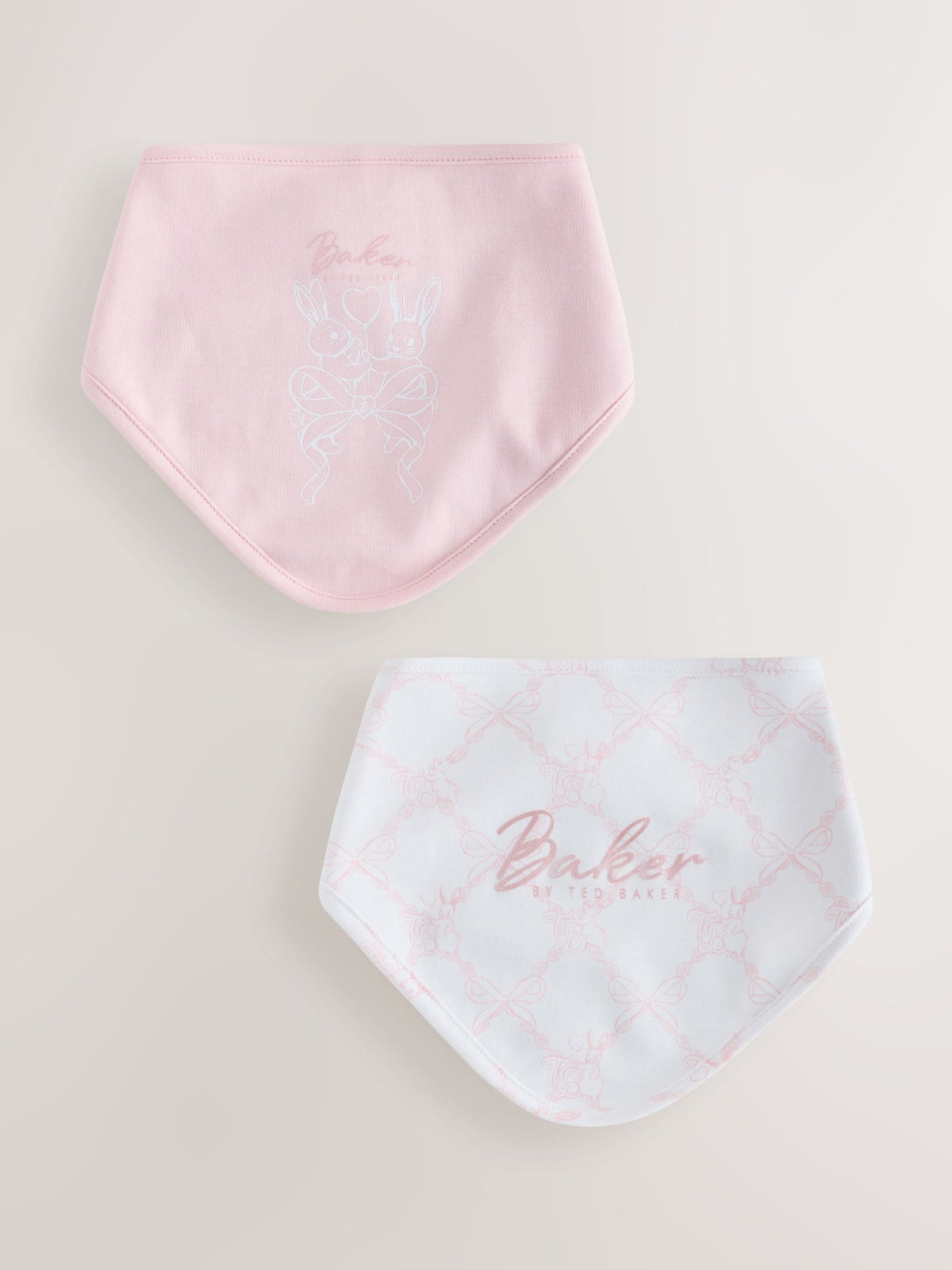 Baker by Ted Baker White/Pink 2 Pack Printed Bibs - image 1