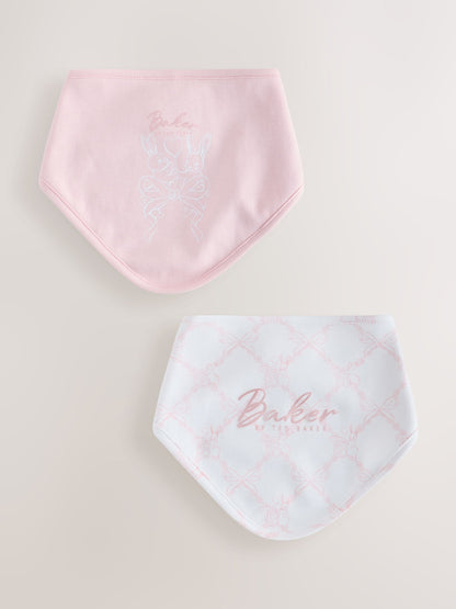 Baker by Ted Baker White/Pink 2 Pack Printed Bibs - image 1