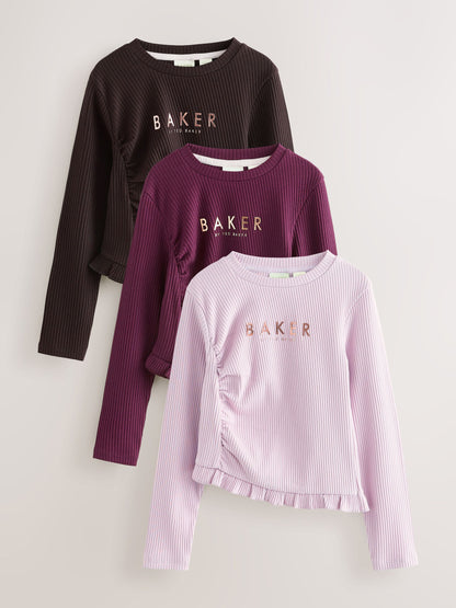 Dsiney Kidz - Baker by Ted Baker 3 Pack Asymmetric Ribbed Long Sleeve Tops image 5