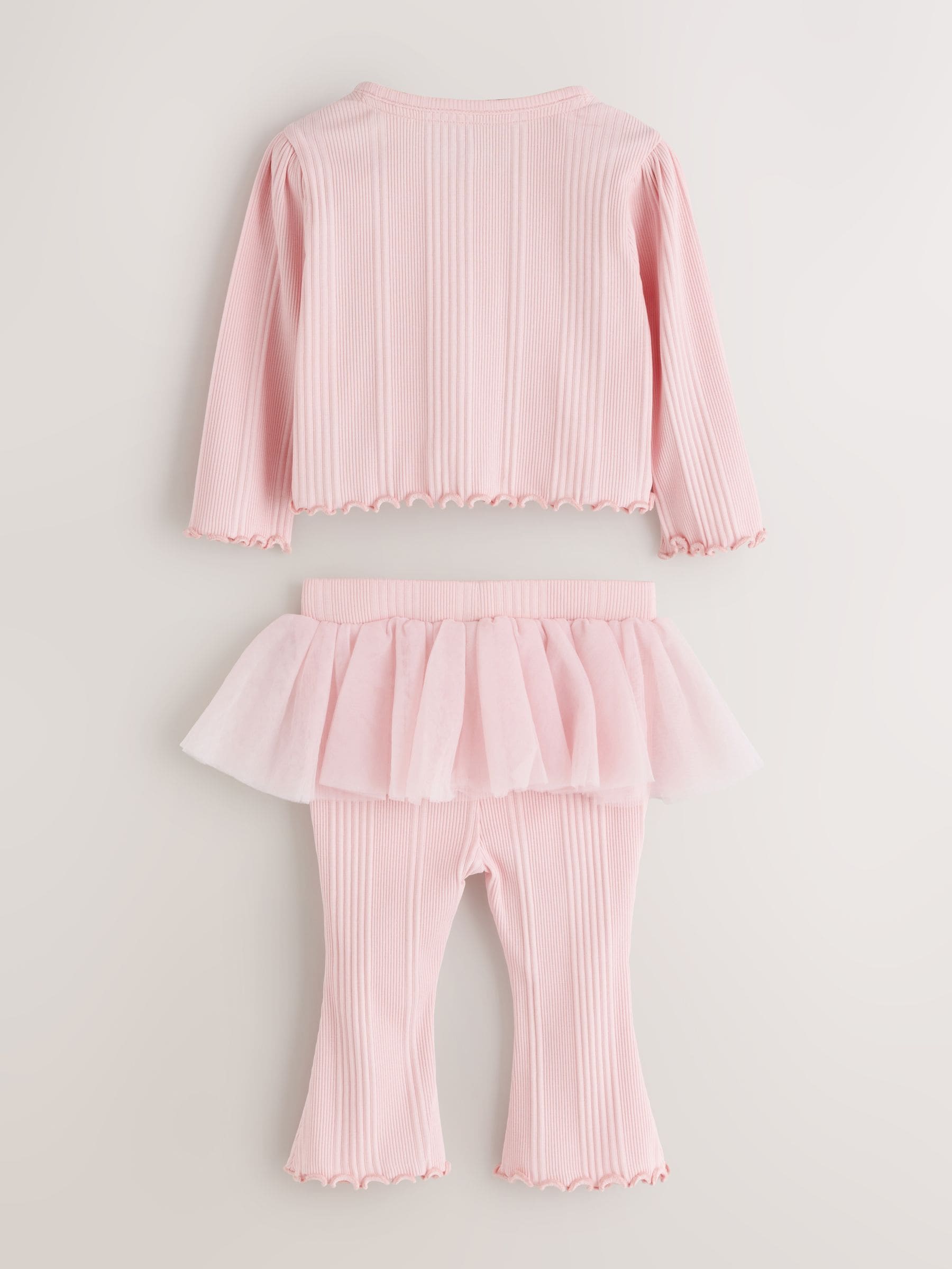 Dsiney Kidz - Baker by Ted Baker Pale Pink 2 Piece Mesh Tutu Top & Flare Leggings Set image 2