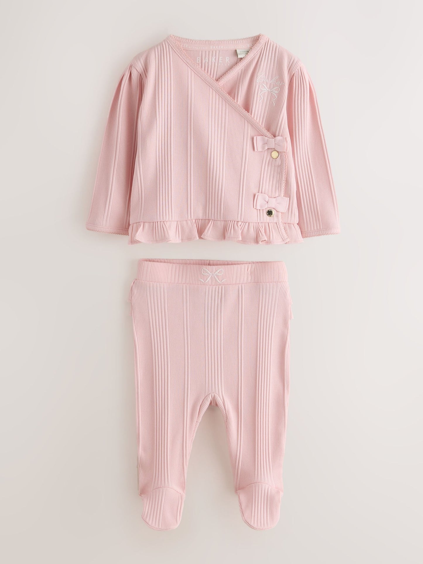 Dsiney Kidz - Baker by Ted Baker Pink Frill Wrap-Over Top & Footed Legging Set 2 Piece image 1