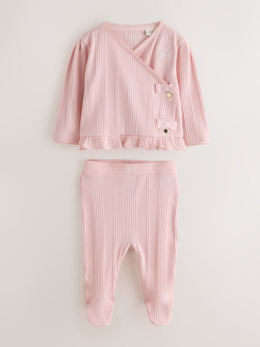 Dsiney Kidz - Baker by Ted Baker Pink Frill Wrap-Over Top & Footed Legging Set 2 Piece image 1