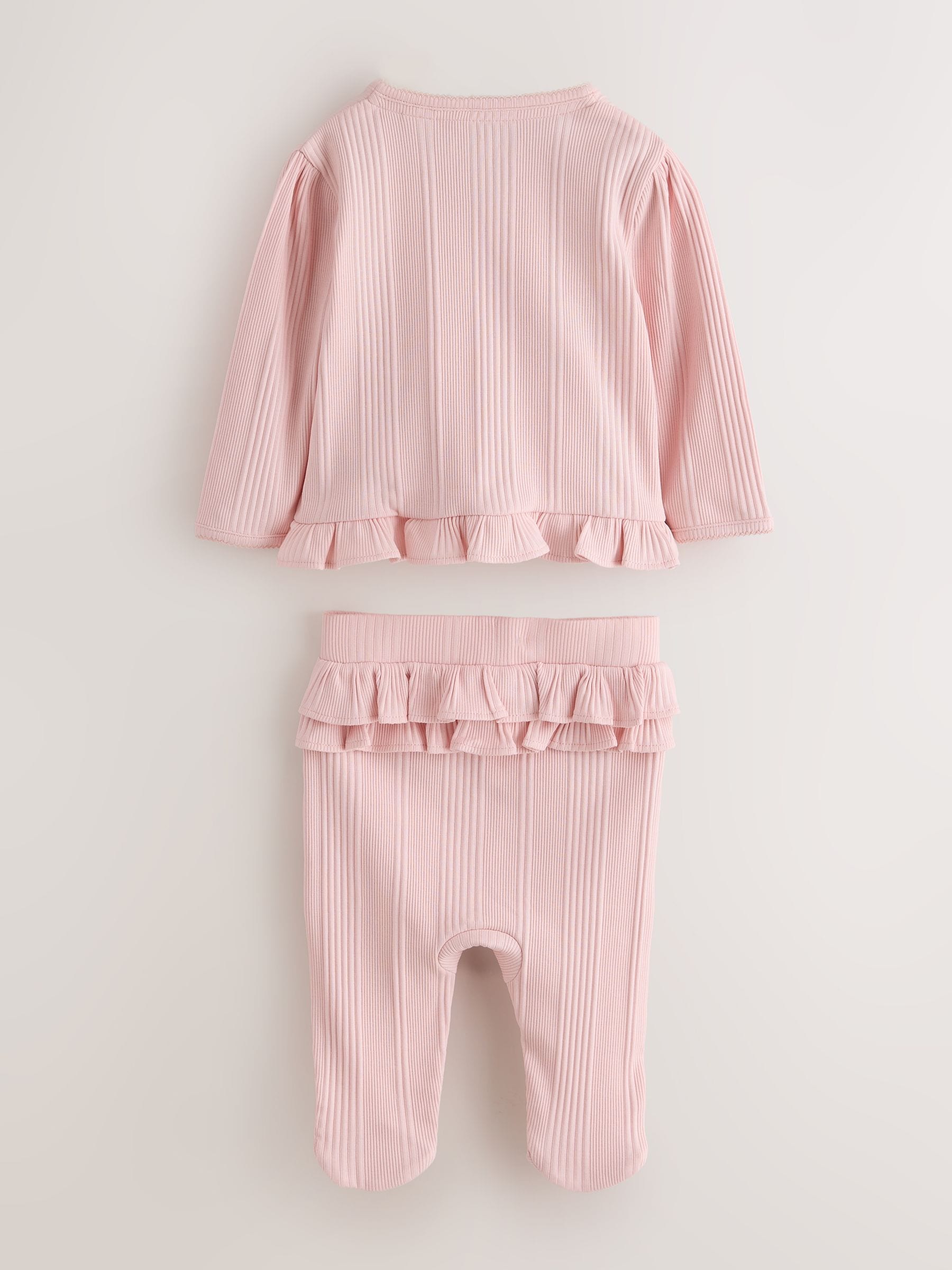 Dsiney Kidz - Baker by Ted Baker Pink Frill Wrap-Over Top & Footed Legging Set 2 Piece image 2