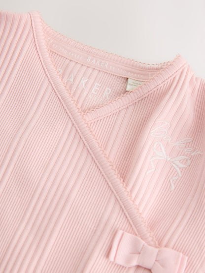 Dsiney Kidz - Baker by Ted Baker Pink Frill Wrap-Over Top & Footed Legging Set 2 Piece image 6