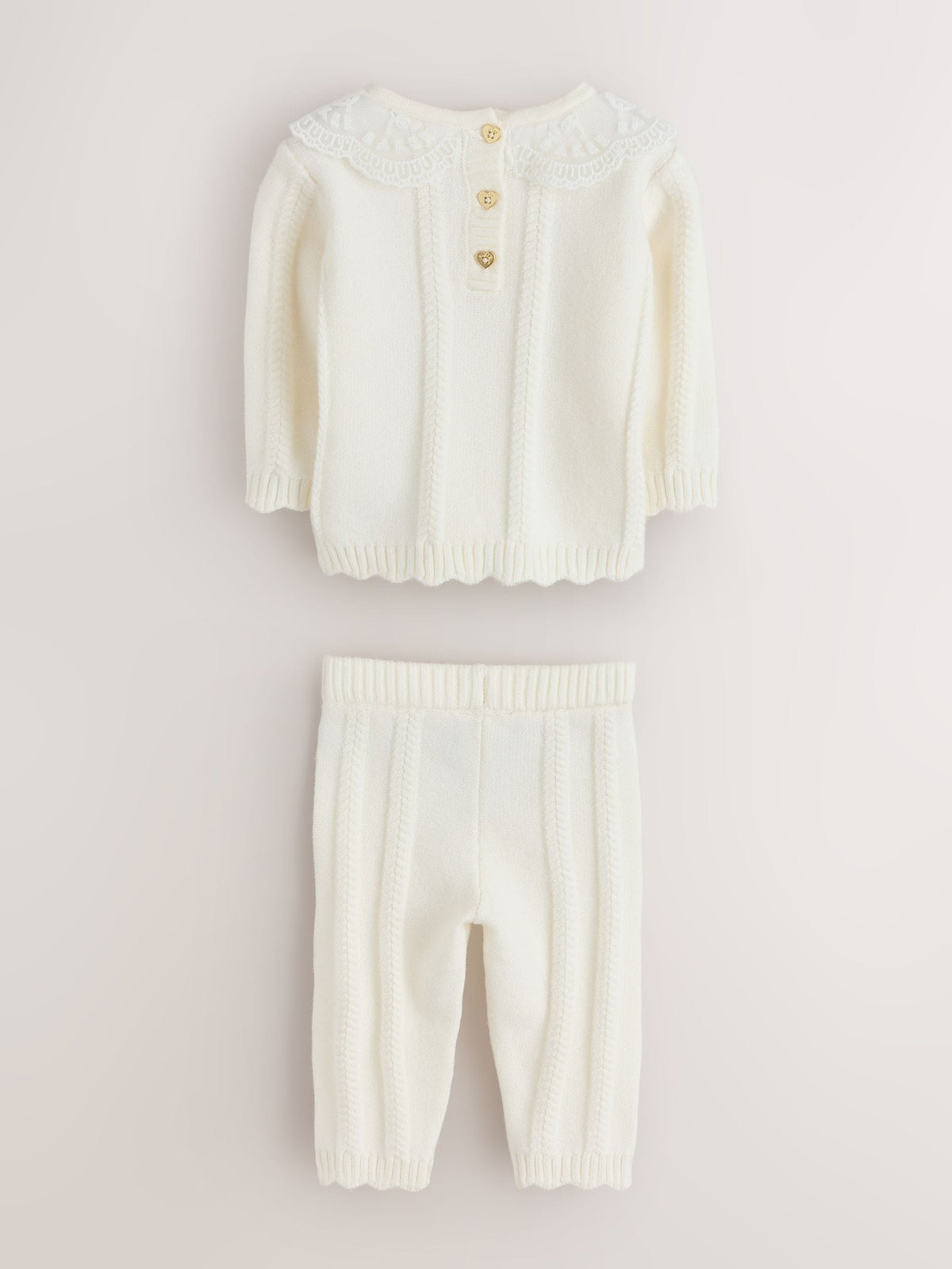 Baker by Ted Baker Cream 2 Piece Organza Collared Cable Knit Set - image 2