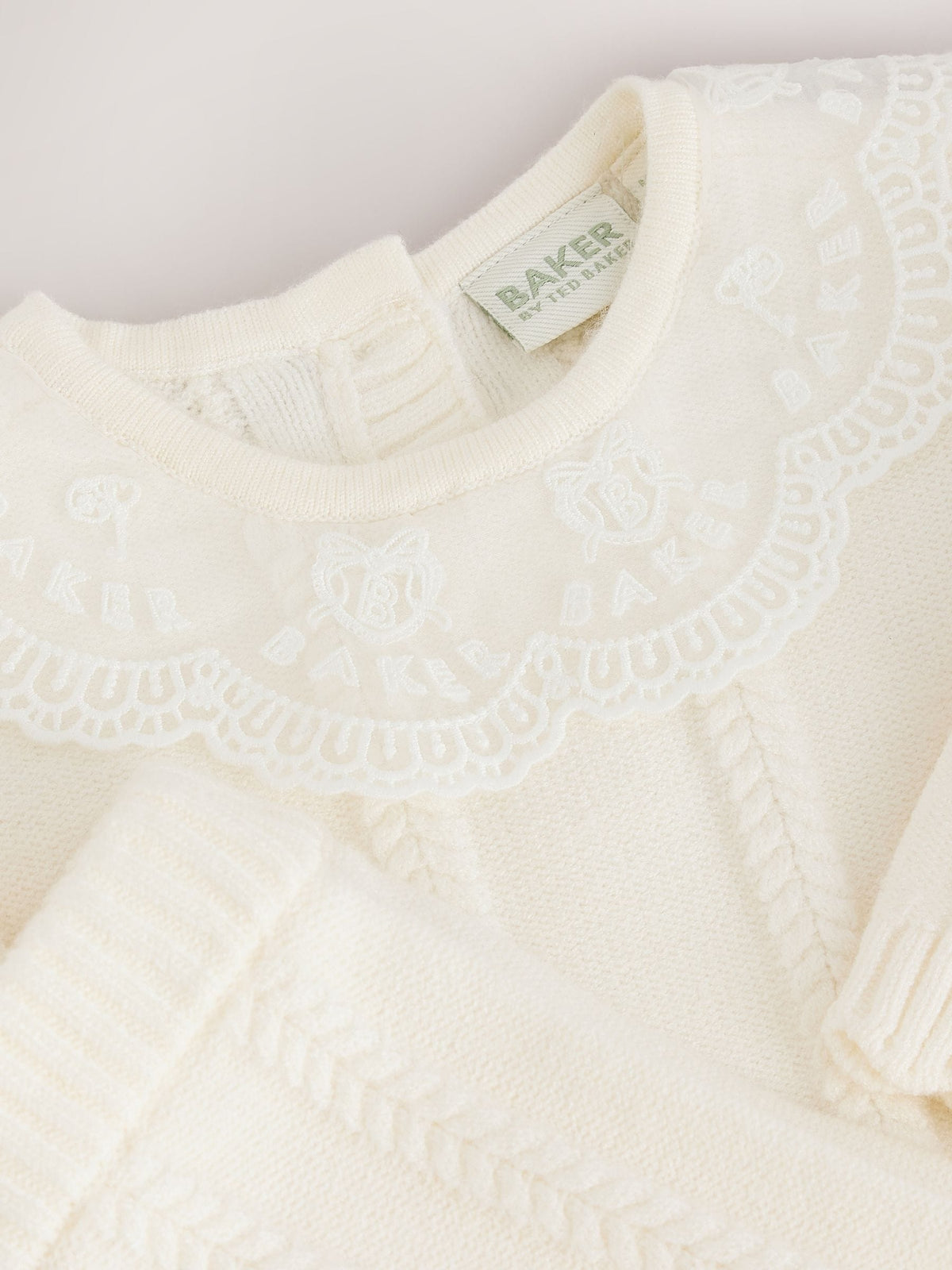 Baker by Ted Baker Cream 2 Piece Organza Collared Cable Knit Set - image 4