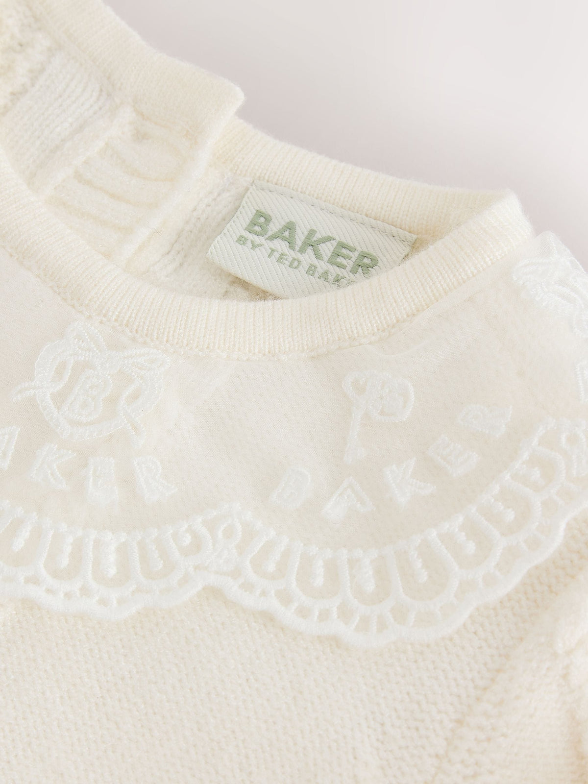Baker by Ted Baker Cream 2 Piece Organza Collared Cable Knit Set - image 6