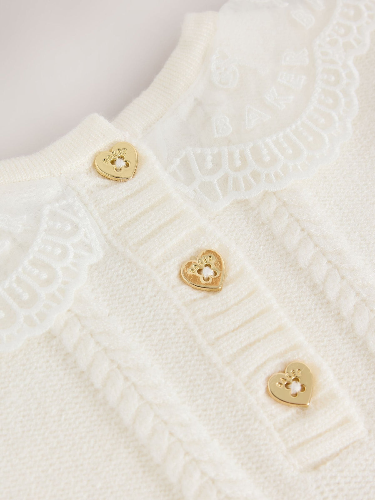Baker by Ted Baker Cream 2 Piece Organza Collared Cable Knit Set - image 7
