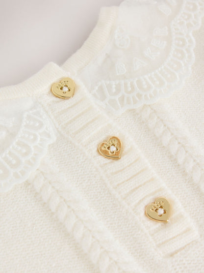 Baker by Ted Baker Cream 2 Piece Organza Collared Cable Knit Set - image 7
