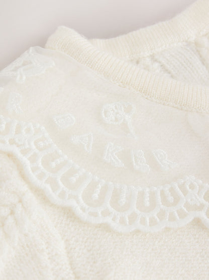 Baker by Ted Baker Cream 2 Piece Organza Collared Cable Knit Set - image 8