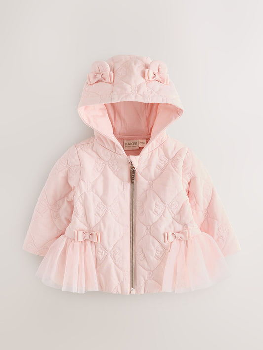 Dsiney Kidz - Baker by Ted Baker Pink Jacquard Quilted Mesh Peplum Jacket image 1