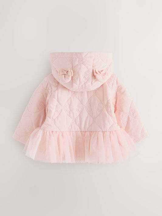 Dsiney Kidz - Baker by Ted Baker Pink Jacquard Quilted Mesh Peplum Jacket image 2