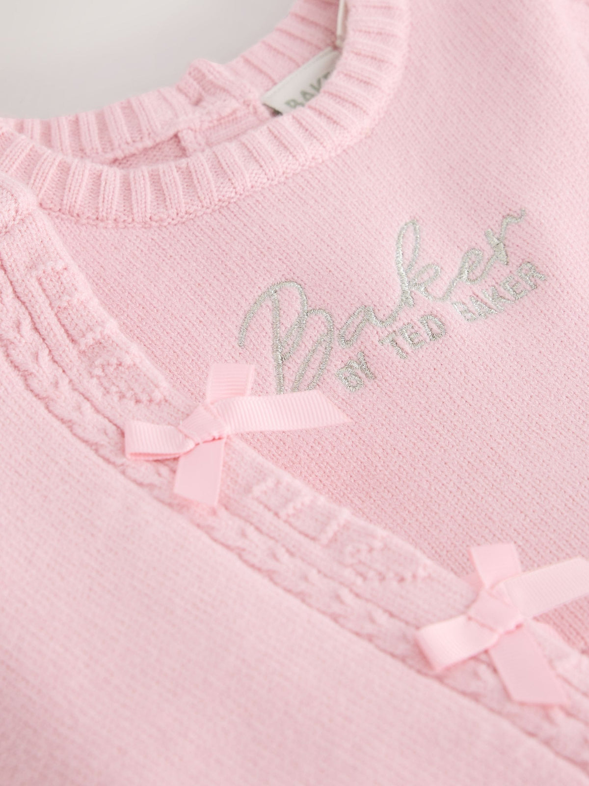 Baker by Ted Baker Pale Pink Knitted Bow Peplum Top & Leggings Set 2 Piece - image 4
