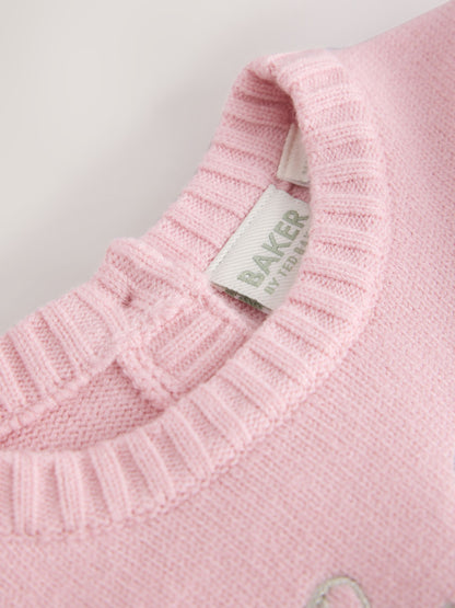 Baker by Ted Baker Pale Pink Knitted Bow Peplum Top & Leggings Set 2 Piece - image 5