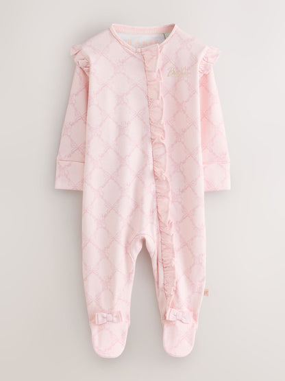 Dsiney Kidz - Baker by Ted Baker White/Pink Cotton Printed Sleepsuits 3 Pack image 3