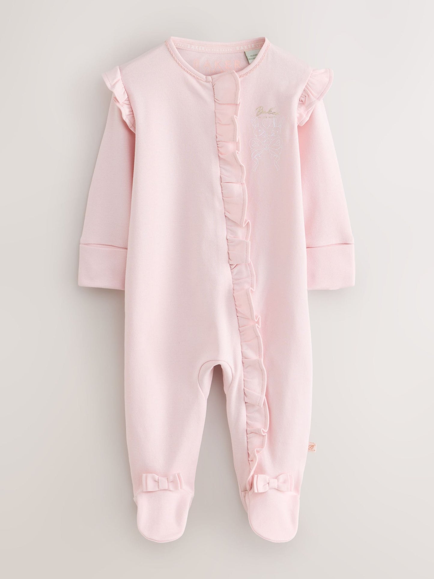 Dsiney Kidz - Baker by Ted Baker White/Pink Cotton Printed Sleepsuits 3 Pack image 4