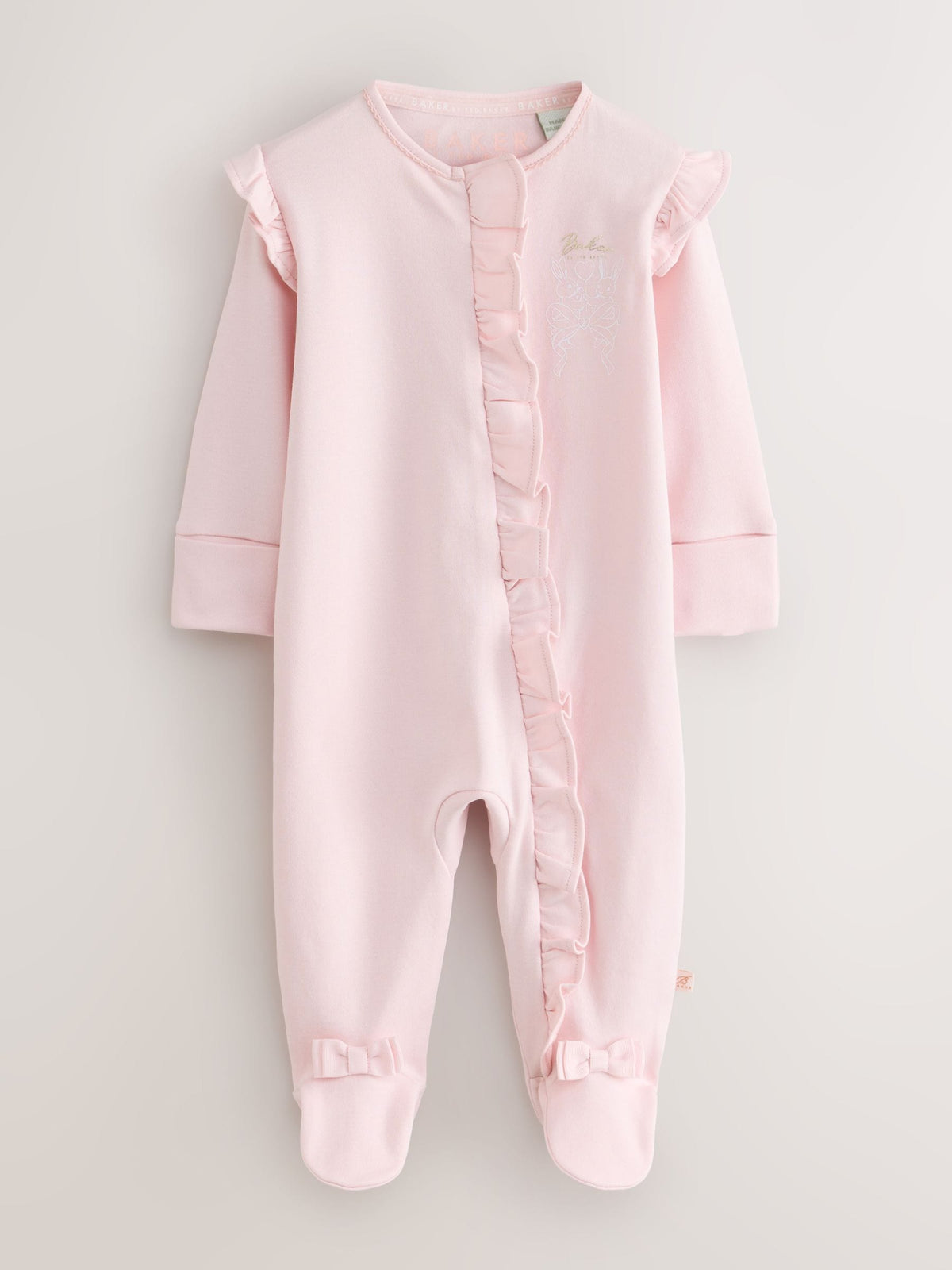 Dsiney Kidz - Baker by Ted Baker White/Pink Cotton Printed Sleepsuits 3 Pack image 4