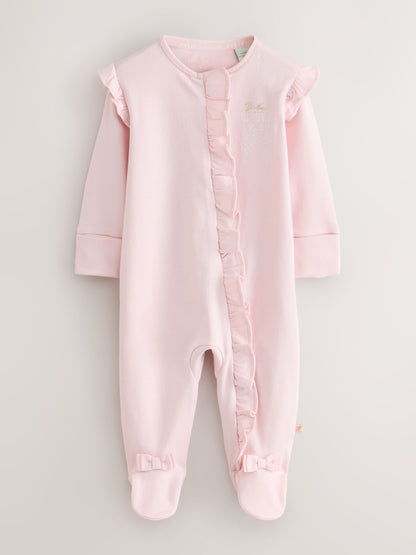 Dsiney Kidz - Baker by Ted Baker White/Pink Cotton Printed Sleepsuits 3 Pack image 4