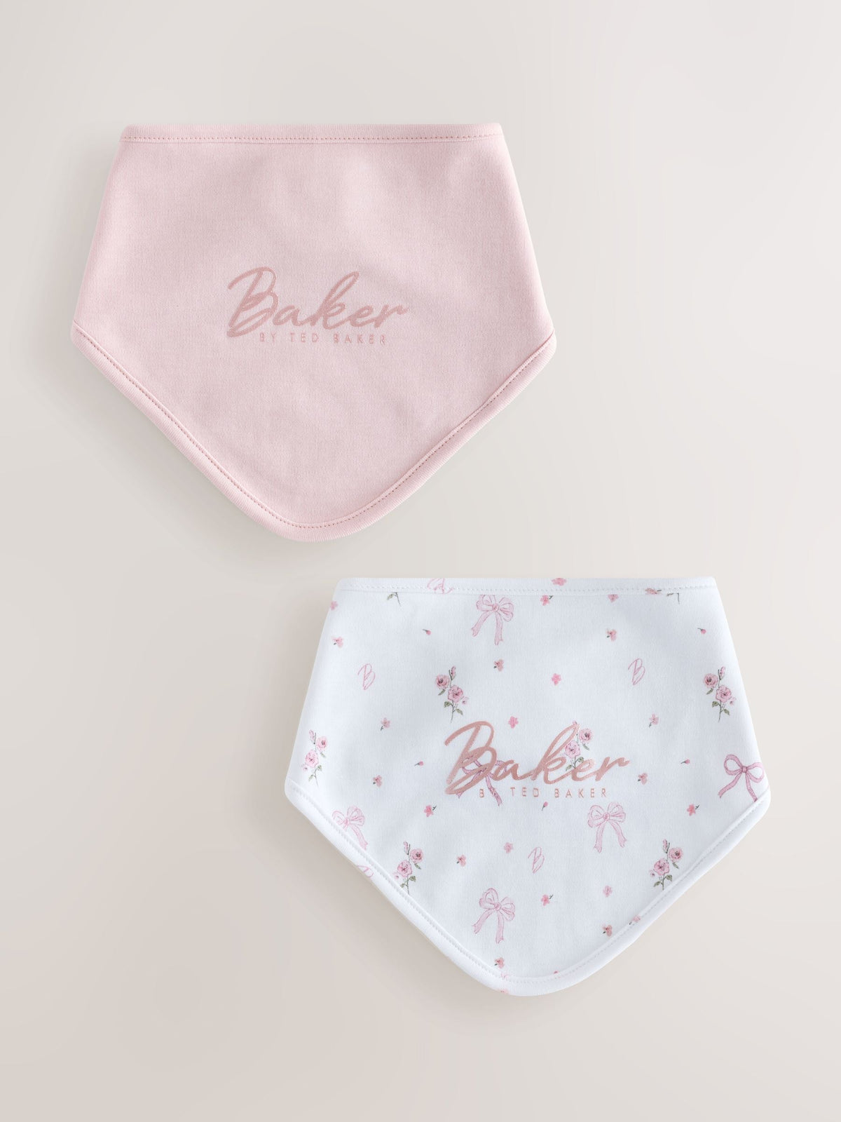 Baker by Ted Baker Pink/White 2 Pack Printed Bibs - image 1