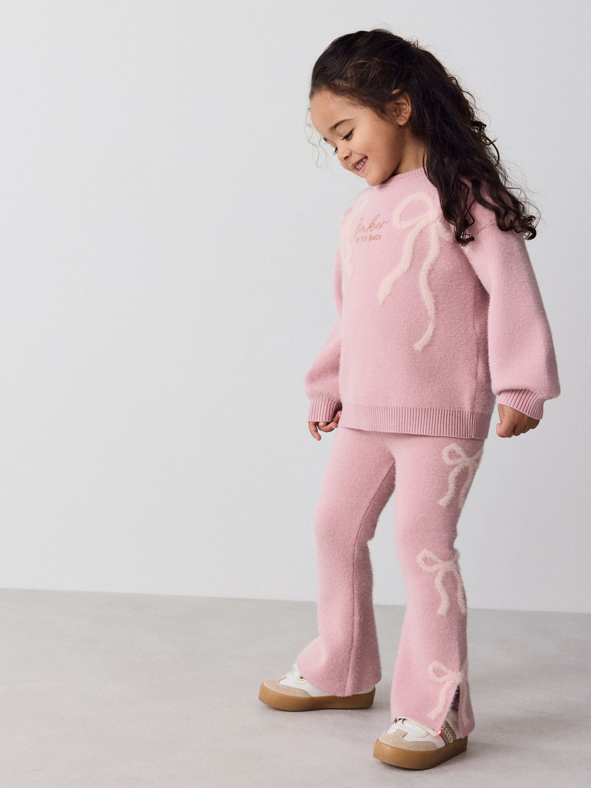 Baker by Ted Baker Pink 2 Piece Bow Knitted Sweat Top and Joggers Set - image 1