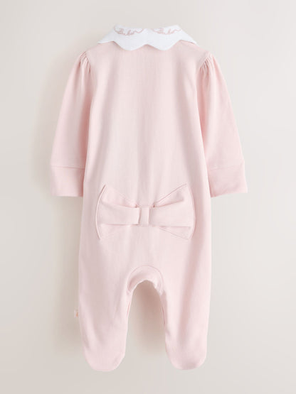 Baker by Ted Baker Pink Embroidered Collar Cotton Sleepsuit - image 2