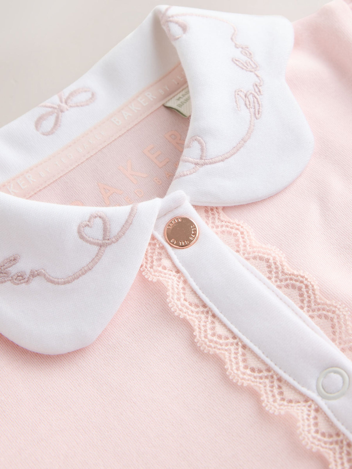 Baker by Ted Baker Pink Embroidered Collar Cotton Sleepsuit - image 6