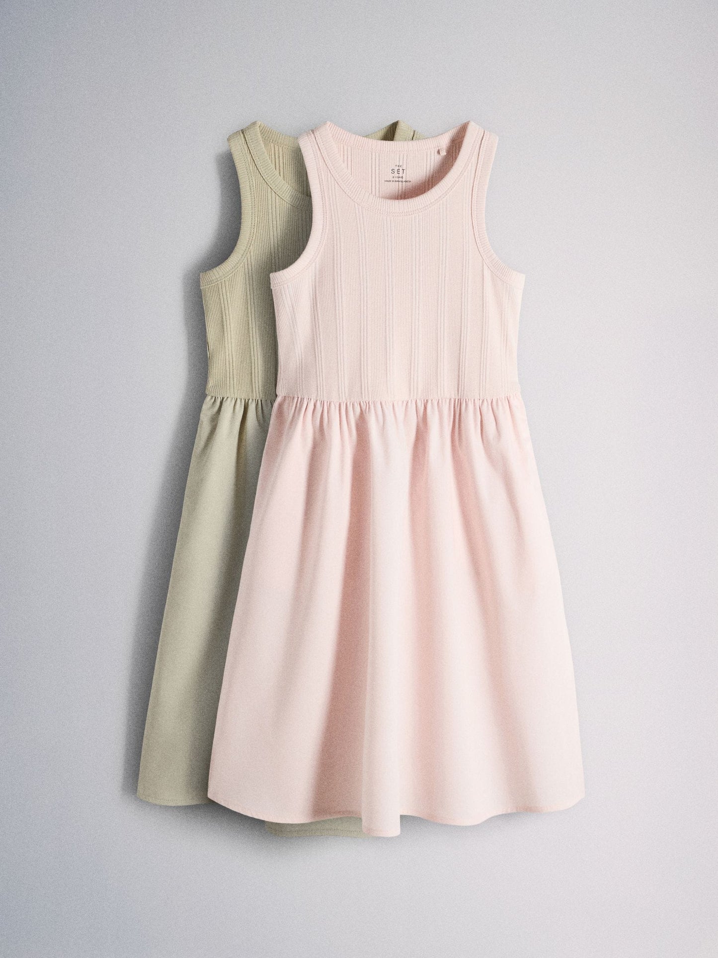 The Set 2 Pack Jersey Woven Mix Dresses Pink/Green image 2