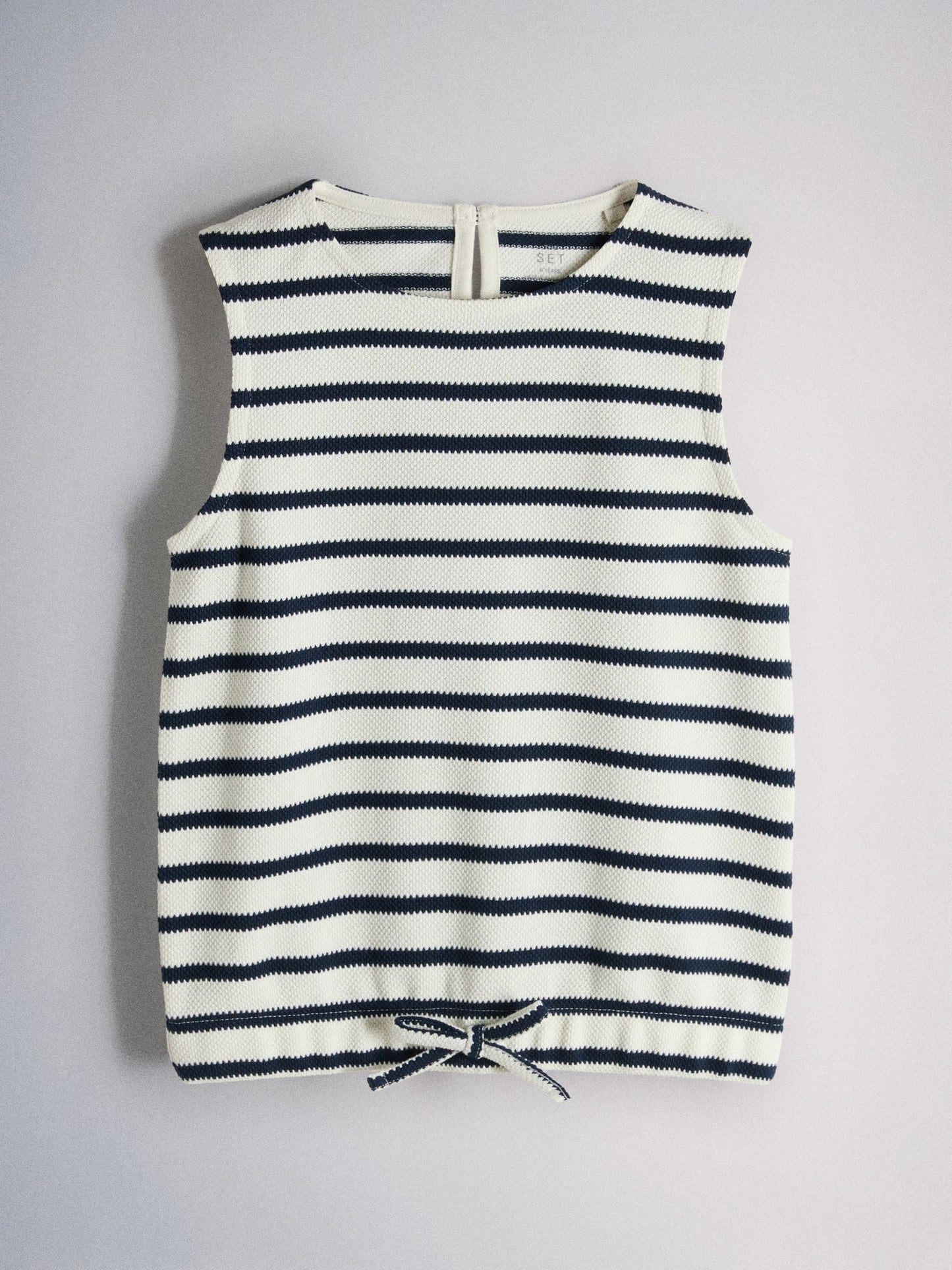 Dsiney Kidz - The Set Textured Jersey Sleeveless Bubble Top and Wide Leg Trousers Set Ecru/Navy Stripe image 3