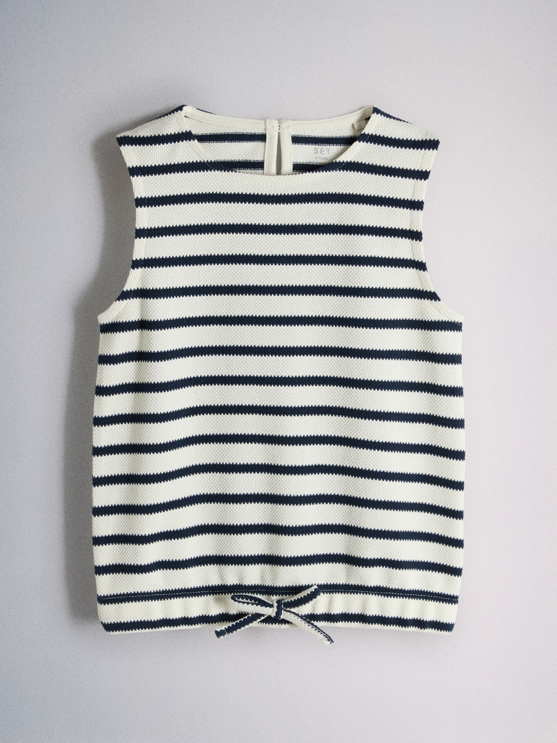 Dsiney Kidz - The Set Textured Jersey Sleeveless Bubble Top and Wide Leg Trousers Set Ecru/Navy Stripe image 3