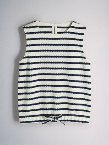 Dsiney Kidz - The Set Textured Jersey Sleeveless Bubble Top and Wide Leg Trousers Set Ecru/Navy Stripe image 3